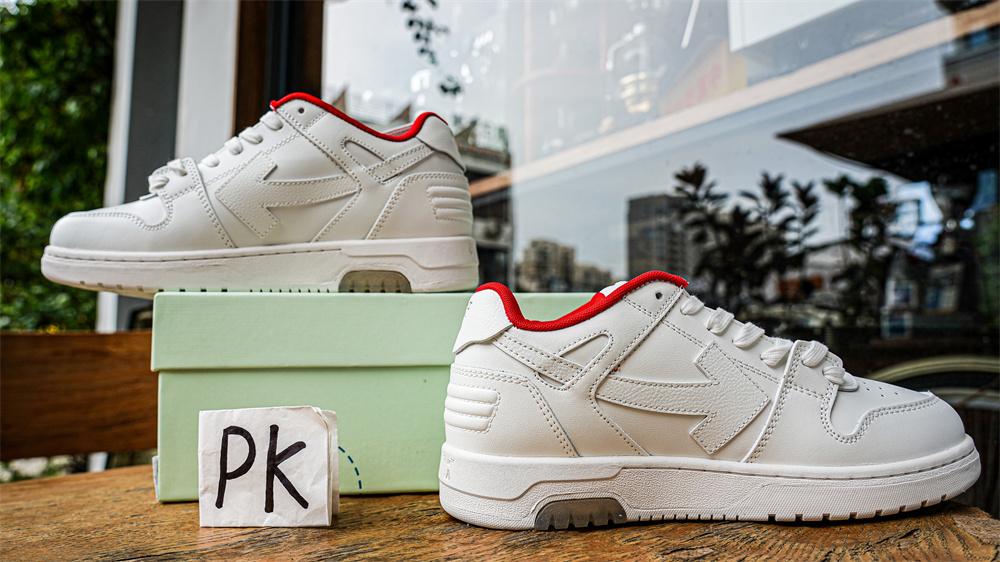 PK GOD OFF-WHITE Out Of Office OOO Low Tops For Walking White White Red FW21 RETAIL MATERIALS READY TO SHIP